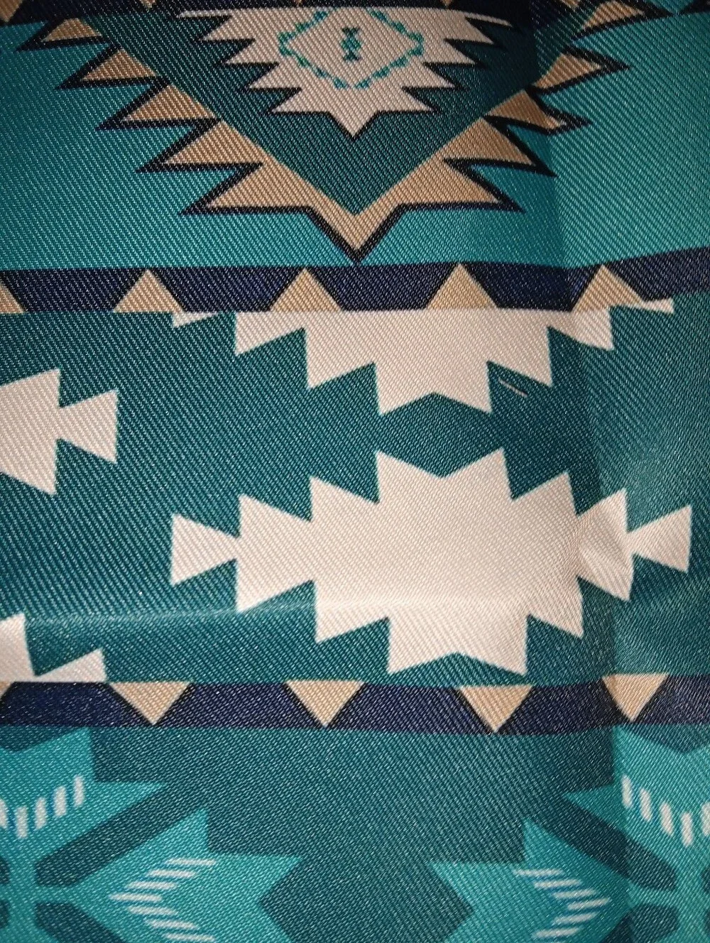Stylish Aztec Print Tote Bag in Teal and White. Reusable.